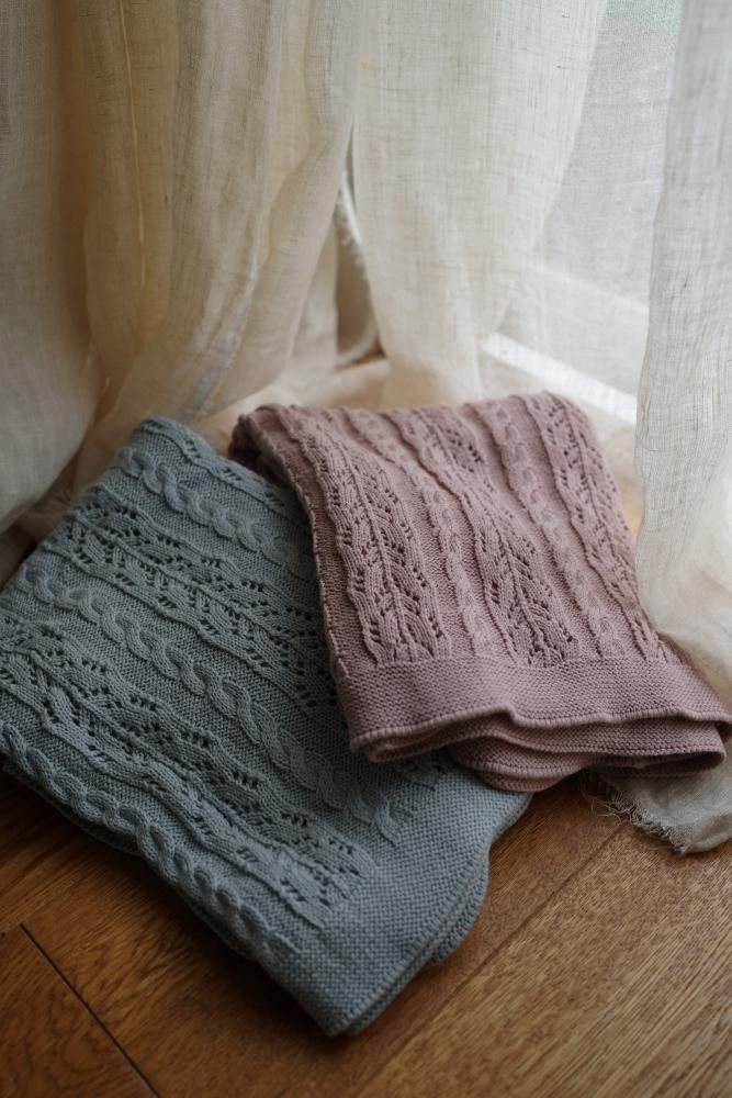 MARQUE Baby Cotton Blanket<br>[BLUE/BEIGE/PINK]