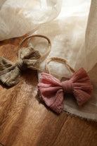 MARQUE Baby Ribbon rubber HeadBand<br>[KHAKI/PINK]