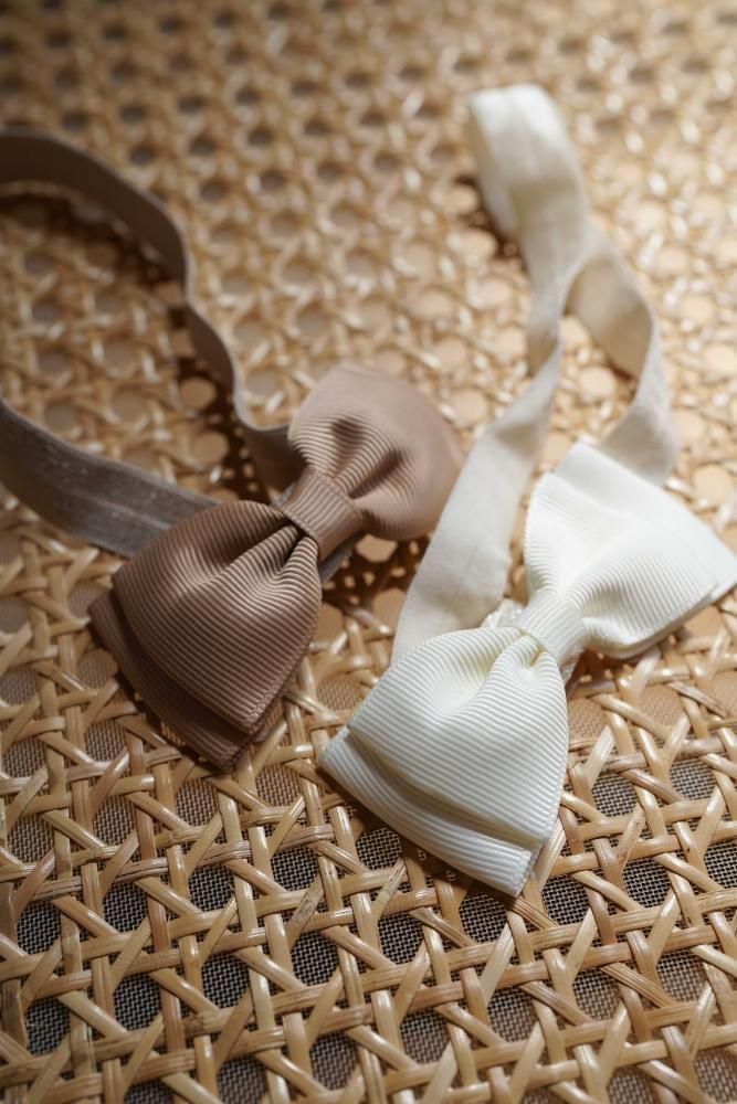 MARQUE Baby Ribbon HeadBand<br>[BROWN/WHITE]