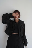 Sheer Short Jacket<br>[BEIGE/BLACK]