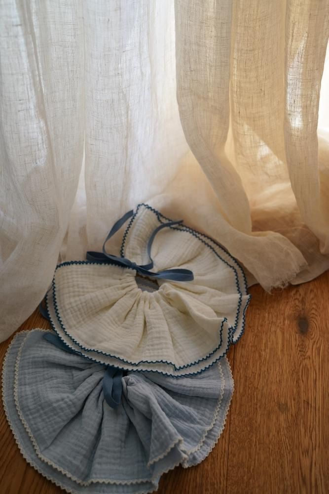 MARQUE Baby  2Set Organic Cotton Baby Bibs [OFFWHITE×BROWN/LIGHTBLUE×OFFWHITE]