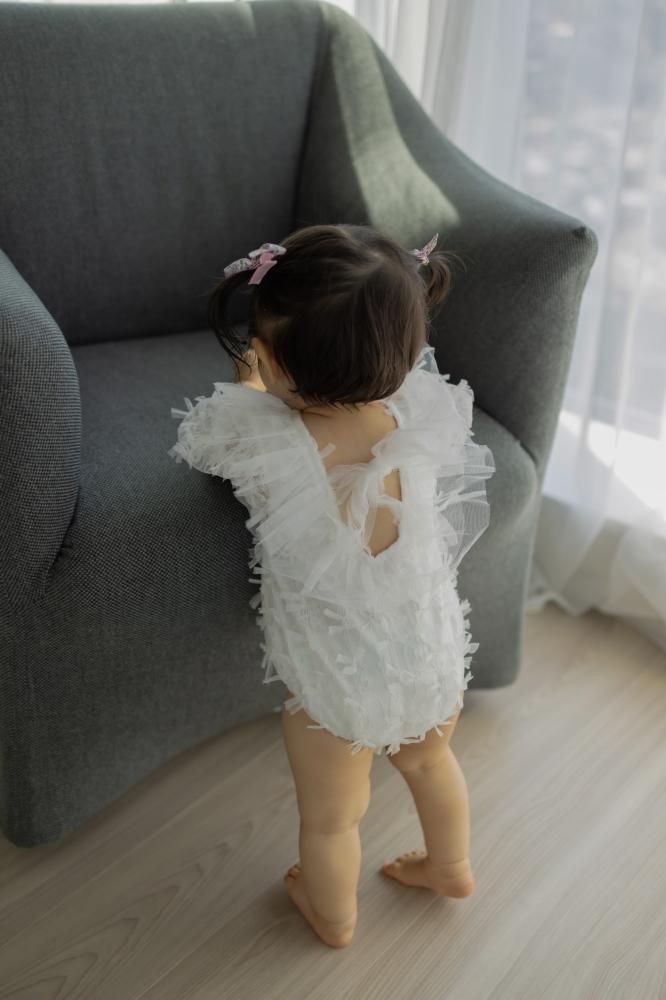 MARQUE Baby Baby Ribbon Dress Rompers [56cm/62cm/68cm][WHITE]