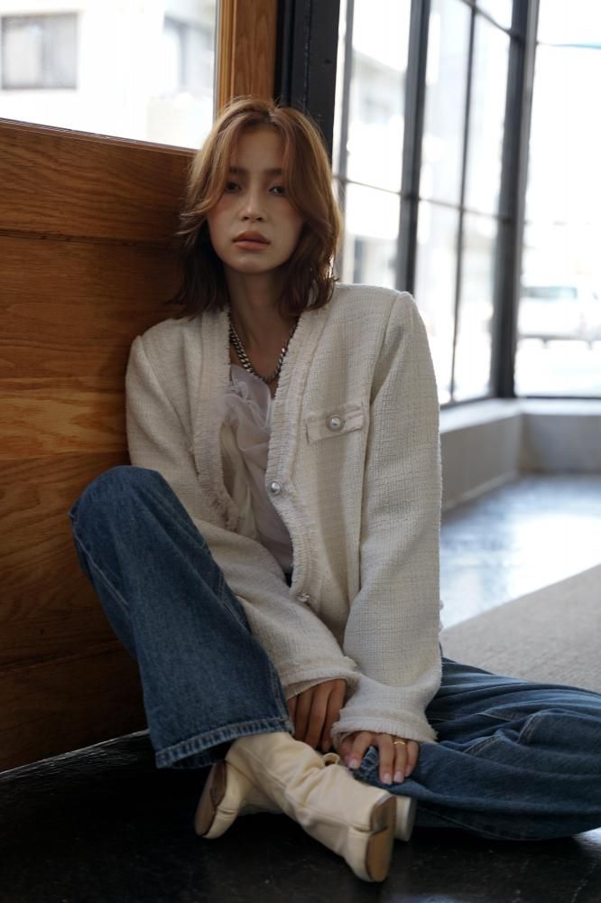 Fringe Tweed Jacket<br>[OFFWHITE]