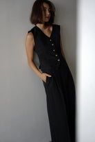 Slim Vest & Pants Set Up<br>[GREIGE/BLACK]