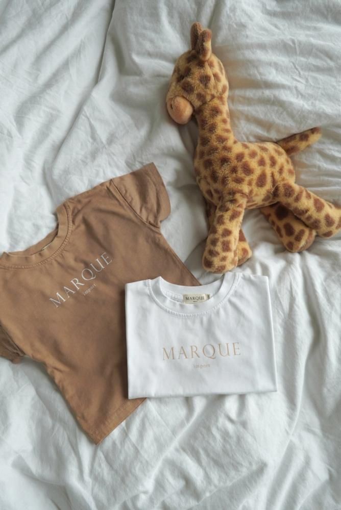 MARQUE BABY Logo T-Shirt [BEIGE/WHITE][70cm/80cm/90cm/100cm/120cm]