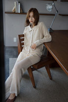 Mesh Collar Shirt & Pants Set Up<br>[BLACK/BROWN]