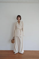 Wrap Jacket & Pants Set Up<br>[BLACK/OFFWHITE]