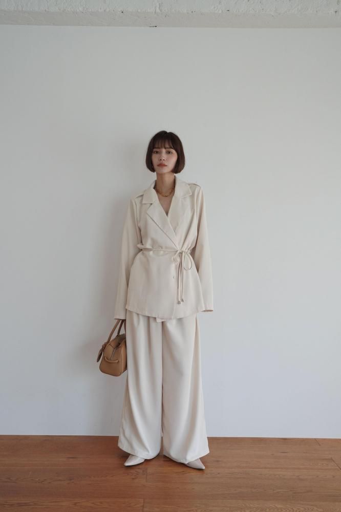 Wrap Jacket & Pants Set Up<br>[BLACK/OFFWHITE]