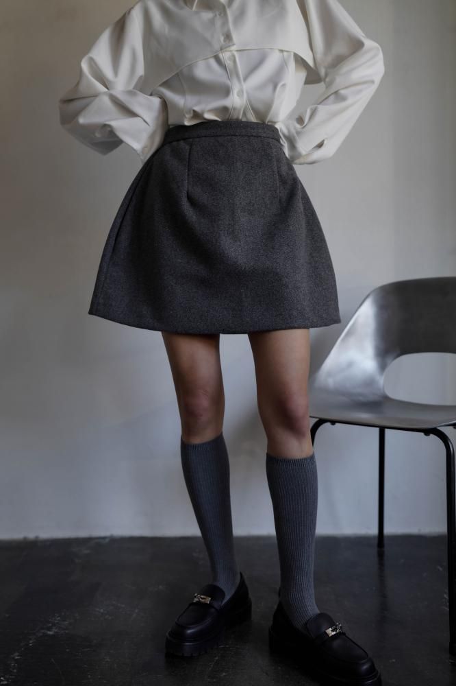 Wool Mini Skirt<br>[BLACK/GRAY][S/M]