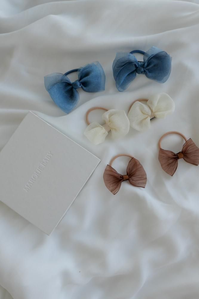 Organdy Hair Band 2set<br>[ブルー/ブラウン/ホワイト]