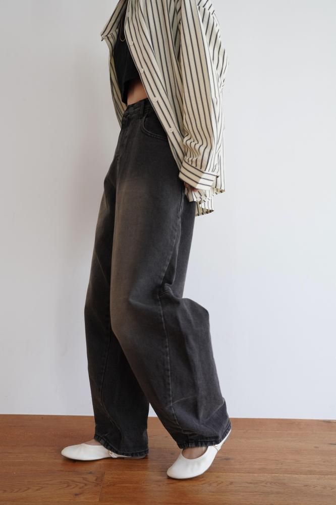 Black Wide Denim Pants<br>[S/M]