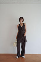 halter Tops & Straight Pants Set Up<br>[BROWN][S/M]