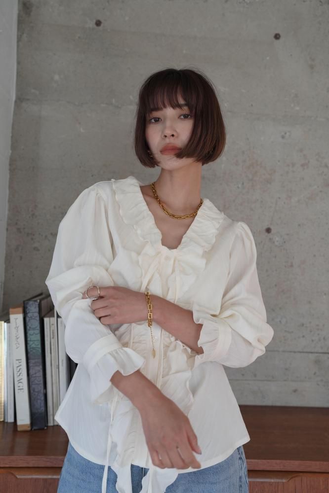 Chiffon Frill Blouse<br>[OFFWHITE]