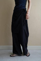 Layered Wrap Pants<br>[WHITE/BLACK]