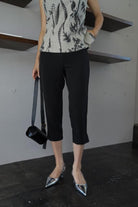 Slit Capri Pants<br>[BLACK][S/M]