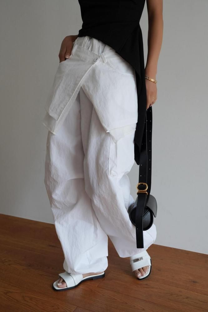 Layered Utility Skirt Pants<br>[OFFWHITE]