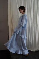 Frill Flow Maxi One-piece<br>[BLUE/BLACK]