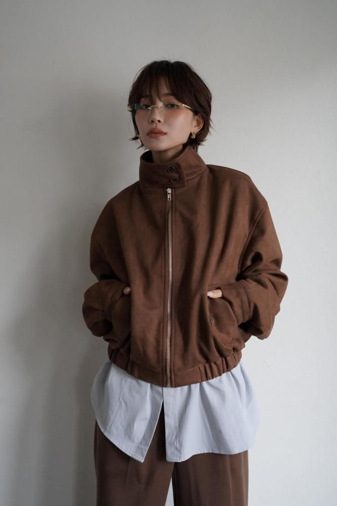 Suede Stand Collar Jacket<br>[BROWN]