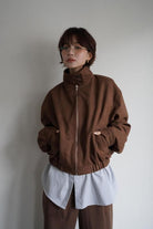 Suede Stand Collar Jacket<br>[BROWN]