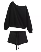 Off-Shoulder Sweat Lounge Setup<br>[GRAY/BLACK]【発売日未定】